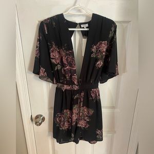 Tobi Black Floral Romper